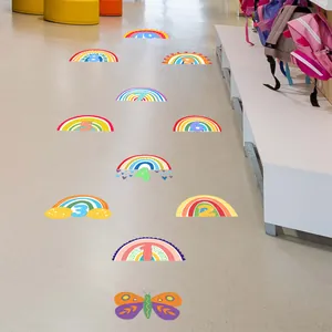 Regenboog Hinkelspel Vloerstickers Cijfers 1-10 en Vlinder voor Kinderkamer Decoratie