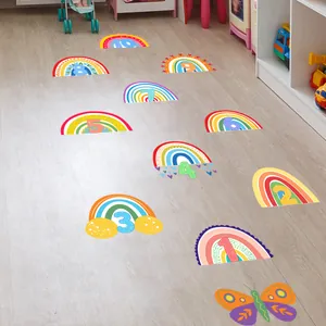 Regenboog hinkelspel vloerstickers voor kinderkamer met cijfers 1-10 en vlinder