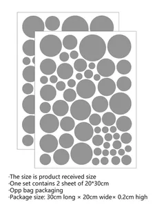 Polka dot wall stickers set with two 20x30cm sheets in grey and black minimalist style