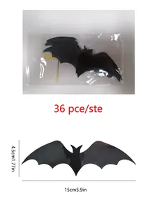 Détail de 36 stickers muraux chauve-souris 3D avec largeur de 15 cm et tampons adhésifs