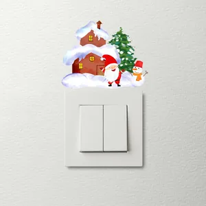 Autocollant Mural De Noël Pour Interrupteur Père Noël Bonhomme De Neige Maison PVC Décoration De Chambre Et Salon