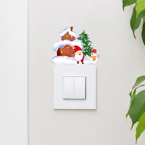 Autocollant d'interrupteur de Noël motif maison du Père Noël avec décor de bonhomme