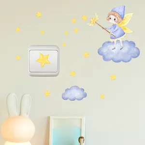 Luminous fairy and stars wall stickers for children bedroom wall switch decoration