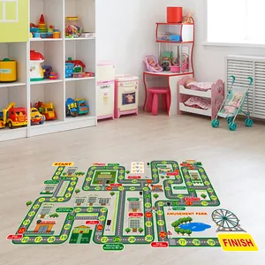 Detail of city traffic road map wall sticker with numbered paths for kids room