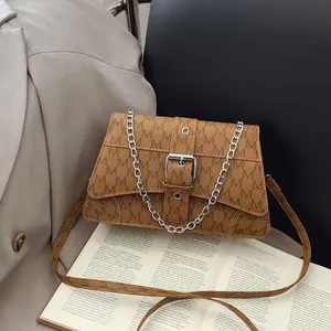 Borsa Sottobraccio Vintage Con Monogramma M per Donna Moda in Pelle PU Borsa a Tracolla Con Catena Argento Piccola Borsa Quadrata