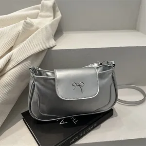 Borsa Sottobraccio da Donna con Fiocco in Pelle PU Testurizzata Borsa a Tracolla Versatile per l'Uso Quotidiano Borsetta Casual