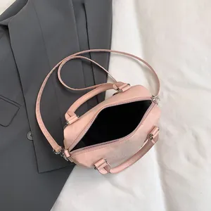 Borsa a mano minimalista rosa stile Boston con manici e tracolla regolabile