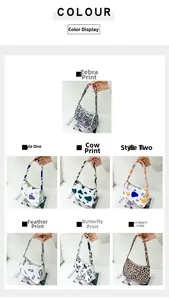 Collection of stylish canvas underarm bags in various animal prints and patterns