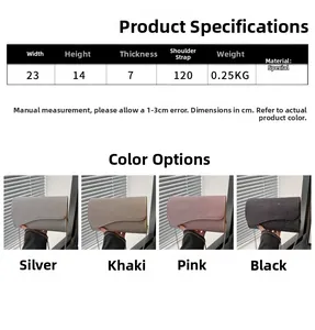 Detailed size specifications for 23x14x7cm evening clutch bag with chain strap