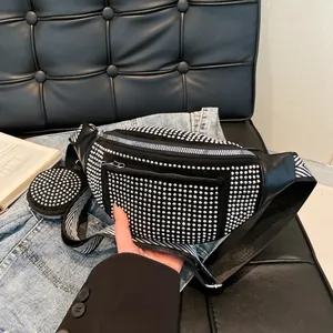 Sac Banane en Strass pour Femmes Sac de Poitrine Avec Petite Pochette Bandoulière Réglable Sac à Main Tendance