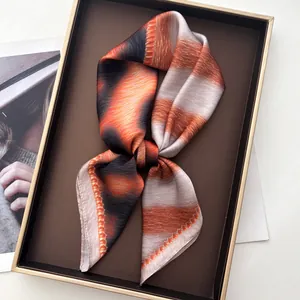 Luxury leopard striped silk scarf in elegant gift box with high-quality satin texture