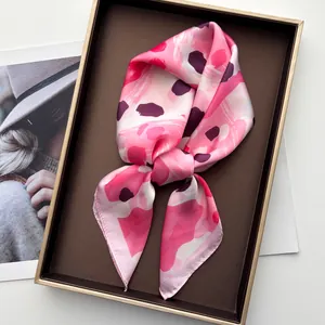 Eleganter Satin Quadratischer Schal Abstraktes Leopardenmuster Seidenartiges Halstuch Für Damen Mode Haarband Kopftuch Accessoire