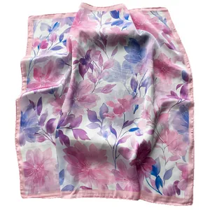 French style watercolor peony silk scarf with pink floral print and elegant drapes