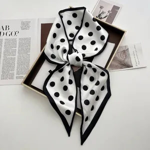 Elegant Polka Dot Satin Scarf For Women Retro French Style Long Neck Scarf Versatile Hair Band Waist Belt Fashion Accessory