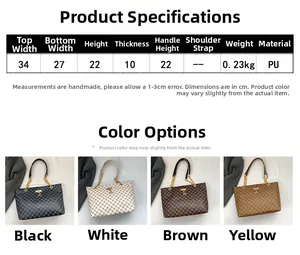 Size specifications and four-color display of retro geometric pattern chain tote bags