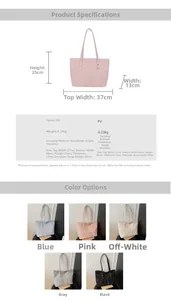 Detailed size guide and specifications for minimalist PU leather large tote bag