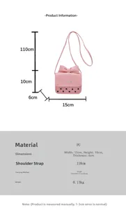 Size guide for silver mini crossbody bag showing dimensions 15x10x6cm and weight 0.13kg