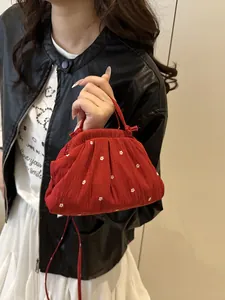 Sac Seau Plissé à Fleurs Pour Femmes Broderie Sac à Épaule Nuage Petit Sac Bandoulière Sac Messager Quotidien