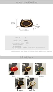 Detailed view of the luxury PU leather bag with large golden C logo and metal chain strap