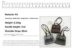 Spécifications et dimensions du sac à main rétro en cuir PU mesurant 20x20x8 cm