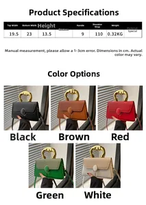 Size chart for chic acrylic handle crossbody bag with precise dimensions and weights