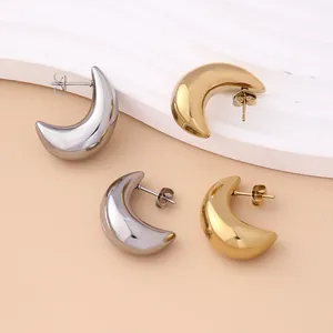 Minimalistische C-förmige Halbmond-Ohrringe in Gold- und Silbe-Optik für Damen
