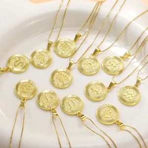Collana con Ciondolo a Moneta 12 Segni Zodiacali Vintage in Rame Placcato Oro Catena Veneziana Gioielli Astrologici Regalo per Uomo Donna