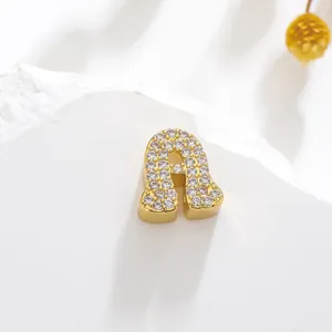 Minimalist gold-plated letter A pendant with sparkling white cubic zirconia inlay