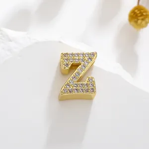 Golden letter Z pendant with micro-pave zircons for personalized jewelry design