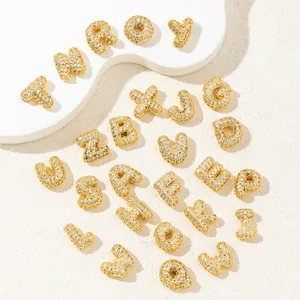 Copper Zirconia Alphabet Pendant Only Gold Plated Initial Letter Micro Inlaid Charms For Women Light Luxury Necklaces Accessories