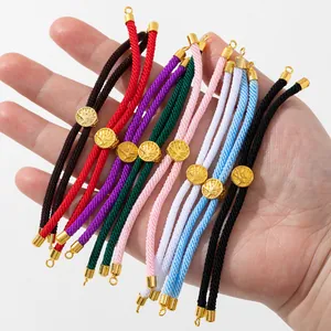 Adjustable handmade braided rope bracelets with gold Tree of Life charms in 8 vibrant colors