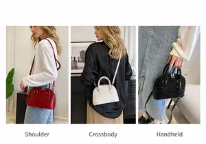 Three ways to wear: shoulder, crossbody, and handheld styles for crocodile texture shell bag