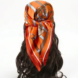 Elegant Satin Square Scarf Paisley Floral Print Bandana Head Wrap Neck Scarf For Women Fashion Hair Accessory Silk Feel Wrap