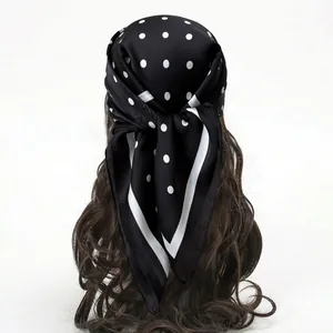 Foulard Quadrato in Satin a Pois Vintage per Donna Foulard di Seta per Capelli Sciarpa al Collo Avvolgere per Viaggio Ufficio