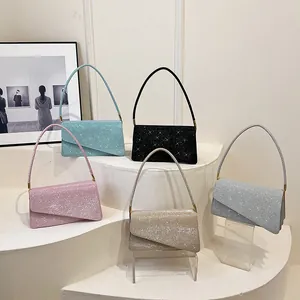 Chic sequined underarm bags for women in five colors with a trendy flap design
