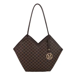 Bruine shopper met M-monogram en V-vormige opening voor stijlvolle dames