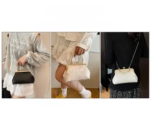 Sac à main brodé chinois présentant les modes de transport à la main, épaule et croisé