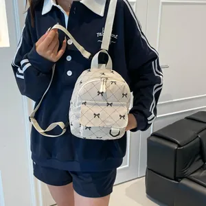 Damen Mini Cord Rucksack Gesteppt Schleifenmuster Kleine Schultasche Für Mädchen Trendige Lässige Reise Rucksack