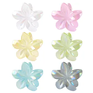 6er-Set 8cm bunte Frangipani-Haarklammern mit Laser-Perlen-Finish für Damen