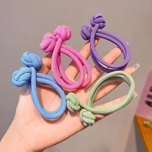 Kleurrijke elastische geribbelde stoffen haarelastiekjes met knoop in felle kleuren