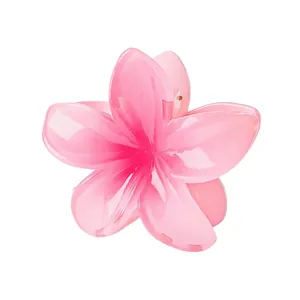 Detail der 8 cm großen rosa Farbverlauf-Haarklammer mit glänzendem, durchscheinendem Finish