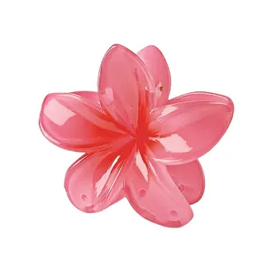 Detailaufnahme einer Haarklammer mit rosa Farbverlauf in Frangipani-Blütenform
