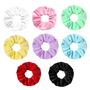 Set of 8 colorful velvet scrunchies hair ties for ponytail and bun hairstyles