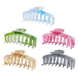Set di 5 grandi mollette per capelli in acetato marmorizzato in vari colori