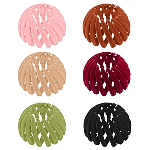 Lot de six pinces à cheveux en forme de nid d'oiseau floquées de différentes couleurs