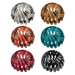 Expandable bird nest hair clips in leopard print and solid colors for ponytails