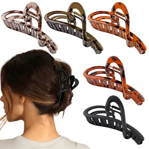 Heart Shaped Leopard Print Hair Claw Clip Large Matte Glossy Nonslip Shark Clip Hair Accessories For Thick Hair Women