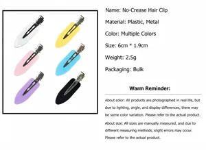 6cm Haarclips ohne Knick in verschiedenen Farben mit Abmessungen und Details