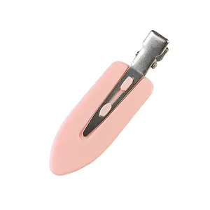 Minimalistische nahtlose Styling-Haarklammer in Rosa mit silberner Krokodilklemme