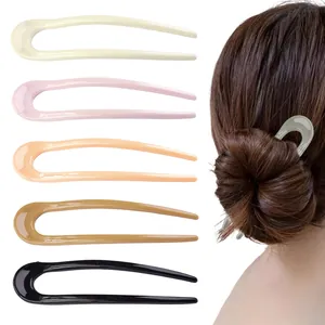 Minimalist U-Shaped Hair Fork Resin Plastic Hair Stick Women Fashion Hair Styling Tool Bun Maker Bun Hair Accessory